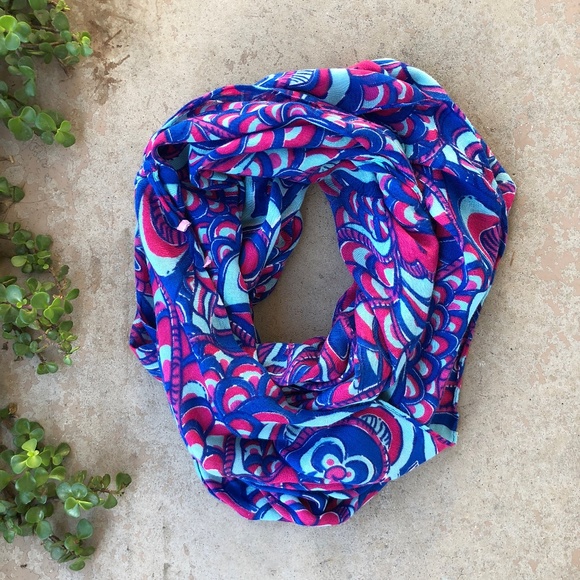 Lilly Pulitzer Accessories - Lilly Pulitzer Blue Pink Floral Riley Infinity Sca